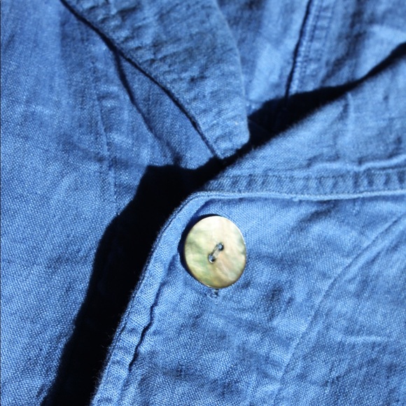 VTG 90s NWT Chico's Mediterranean Blue 100% Linen 'Railroad' Jacket Size 3 - Picture 9 of 13